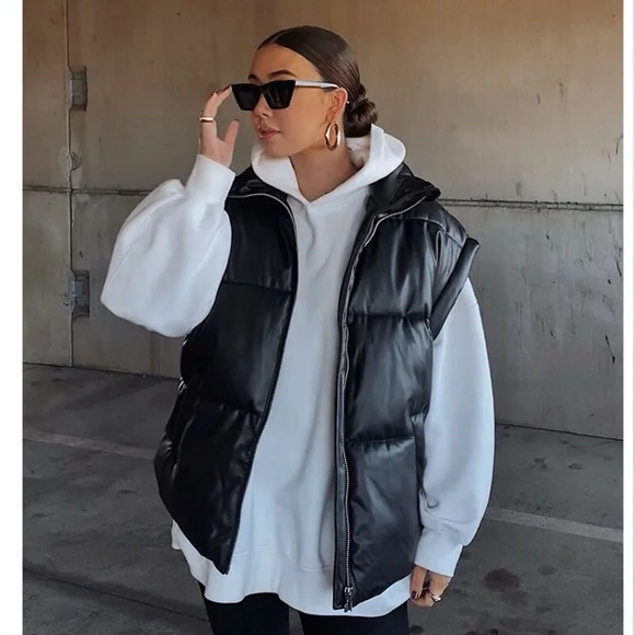 Forever 21 Jackets Coats Forever Faux Leather Zipup Puffer